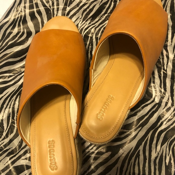 Size 9 Tan leather Soludo espadrille platforms. - Picture 2 of 5